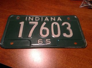 Vintage Indiana Motorcycle License Plate 1965 17603 Very Fine Cond.