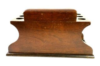 American Walnut 6 Pipe Stand Rack With Tobacco Humidor Decatur Industries