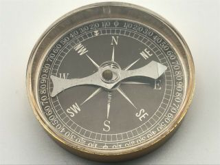 Vintage Directional Compass 1 - 3/4 " Brass Tone Metal Lightweight A6