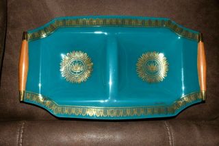 Georges Briard Glass Tray Divided Plate Curved 15 " X 8.  5 "