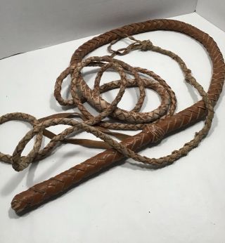 Leather Braided Bull Whip 15 Foot Vintage