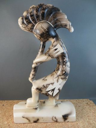 Native American Navajo T Vail Horse Hair Pottery Kokopelli Dancer Sculpture