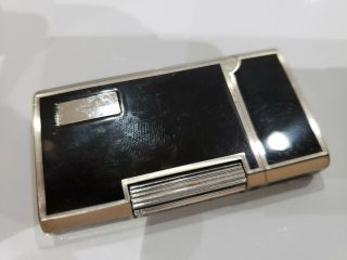 Vintage Colibri Black Enamel & Silver Tone Soft Flame & Flint Lighter