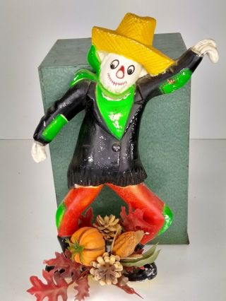 Vintage Plastic Blow Mold Scarecrow Fall Hanging Wall Decor Piece Scare Crow 13 "