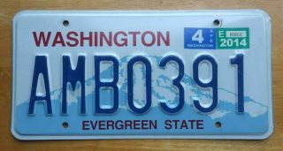 Washington License Plate Embossed Passenger Expired April.  2016 Number Amb0391