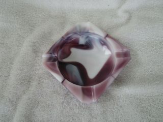 Vintage Imperial Glass Purple White Swirl Slag Glass Ashtray