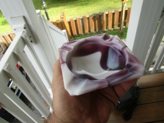 Vintage Imperial Glass Purple White Swirl Slag Glass Ashtray 5