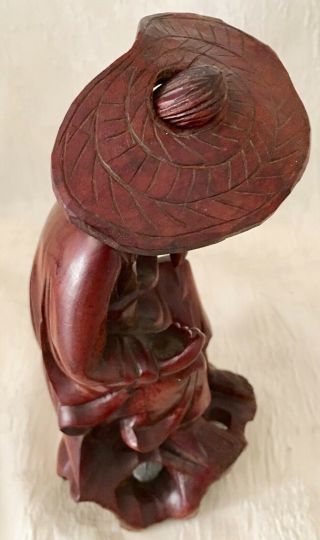 Antique Chinese Wooden Carving Shiwan Mud Man Statue Figurine 2