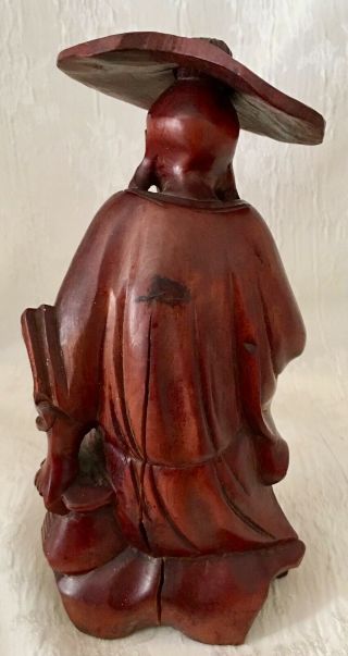Antique Chinese Wooden Carving Shiwan Mud Man Statue Figurine 3