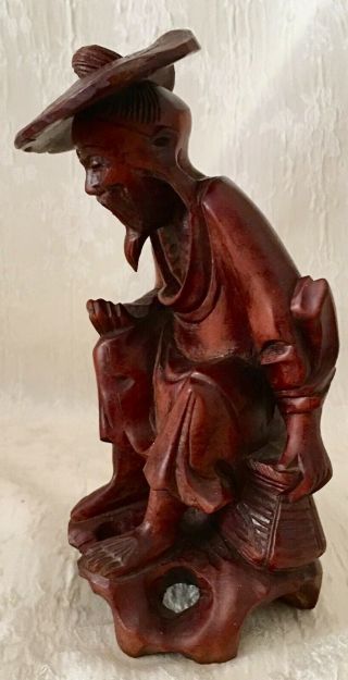 Antique Chinese Wooden Carving Shiwan Mud Man Statue Figurine 4
