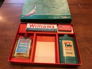 Vintage Williams Aqua Velva Gift Box After Shave Blades Cream Talc Shaving Cream
