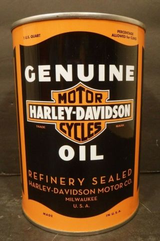 Limited Edition Harley Davidson 20w - 50 Motor Oil Collectible Metal Quart Can