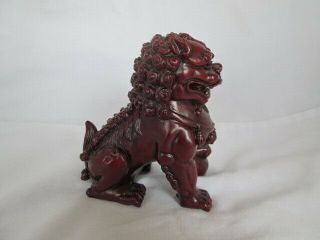 Feng Shui Chinese Foo Fu Dog Guardian Lion Red Resin Figure