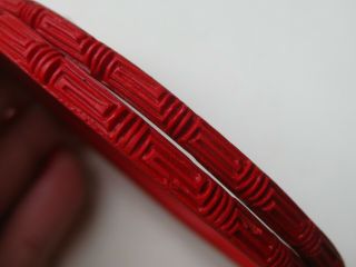 2 Vintage Chinese Carved Cinnabar Red Bangle Bracelets 3