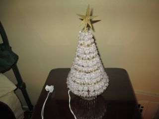 Handmade Christmas Tree Beaded Safety Pin & Beads Lighted Decoration