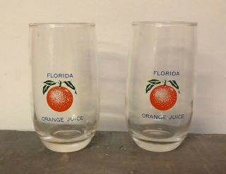 A Vintage Anchor Hocking Florida Orange Juice Glasses 8oz