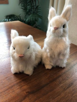 Bunny Rabbit Figurines/christmas Tree Ornaments White Faux Fur Woodland (a)