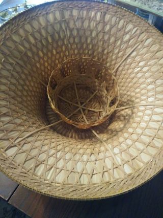 Vintage Asian Thai Farmer Garden Hat Handmade Bamboo 17.  5” Vintage Travel 2