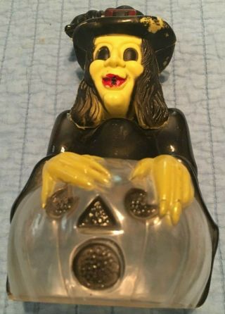 Vintage Halloween Witch Bank Candy Container Jol Lantern Collectible
