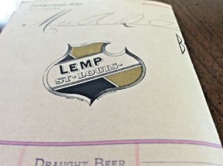 Antique 1912 Wm J Lemp Brewing Co - St Louis (falstaff) Letter Head Bill