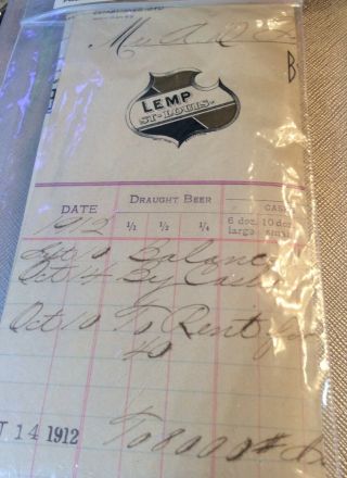 Antique 1912 Wm J Lemp Brewing Co - St Louis (Falstaff) Letter Head Bill 3
