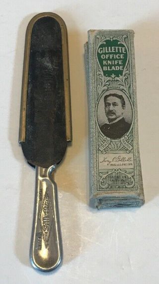 Vintage Gillette Office Knife Made In Usa,  With 10 Replacement Blades In Boxes