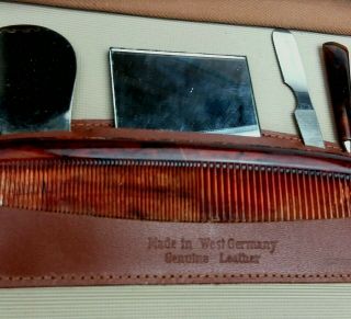 Vintage Men’s Leather Travel Vanity Grooming Kit/Toiletry Case/Western Germany 4