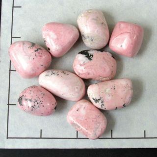 Rhodonite Peru Med - Lg Tumbled 1/2 Lb Bulk Stones Pink Black