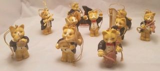 Cat Christmas Ornaments Fluffy Kittens Playing Music: Piano,  Flute,  Violin,  Etc
