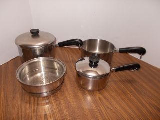 Revere Ware 3 - 2 & 1 Quart Stainless Steel Sauce Pan/pot,  Steamer Clinton Usa