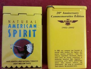 Two American Spirit Cigarette Tins,  One 20th Anniversary Commemorative Edition 2