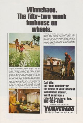 Winnebago Motor Home 1970 Vintage Color Print Advertisement - Funhouse