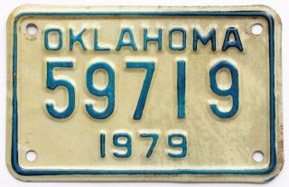Vintage Oklahoma 1979 Motorcycle License Plate,  59719