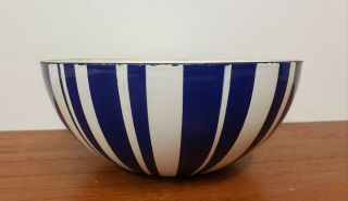 Vtg Mid Century Catherineholm Enamel Bowl Blue & White Stripe 9 1/2 " Norway
