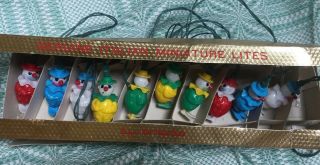 Italian Miniature Lights Circus Clowns 10 Light Set Light String Vintage