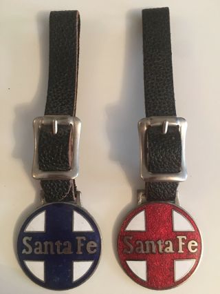 2 Santa Fe Railroad Train Watch Fob / Luggage Bag Tag