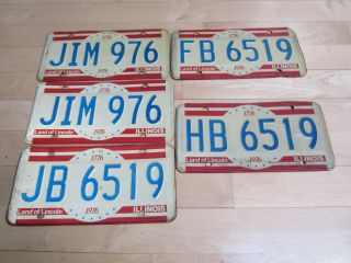 5 Illinois Bicentennial 1976 License Plates.