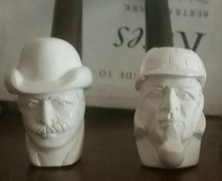 Sherlock Holmes And Dr Watson.  Carved Block Meerscham Pipes
