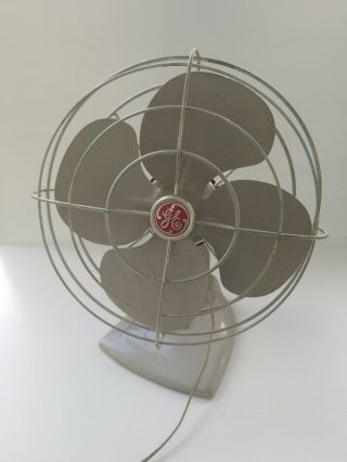 Vintage 1950s General Electric Ge No F14s125 Usa Gray Oscillating Fan Wall Desk