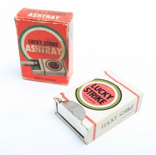 Vintage 1950s Tin Lucky Strike Pull Out Pocket Ashtray