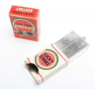 Vintage 1950s Tin Lucky Strike Pull Out Pocket Ashtray 3
