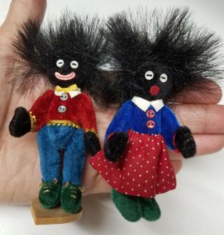 Miniature Black Americana Boy & Girl Dolls 3.  5 " Poseable Cindy Dettoff? Rare