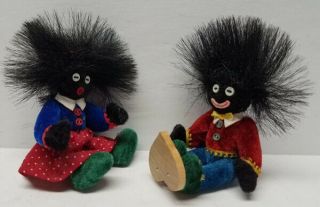 Miniature Black Americana Boy & Girl Dolls 3.  5 