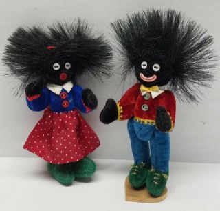 Miniature Black Americana Boy & Girl Dolls 3.  5 