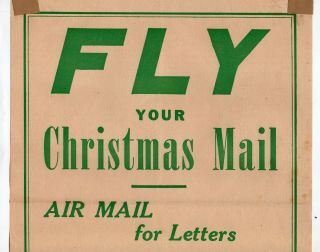 1948 Post Office Poster Use Air Mail For Christmas