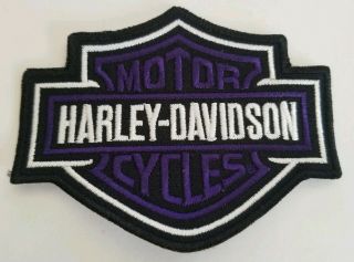 Harley Davidson Motorcycles Small Patch Bar Shield Purple And Black 3.  5 " X2.  75 "