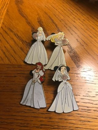 Disney Wdw Princess Bride Ariel Cinderella Snow White Aurora Wedding Dress Pin