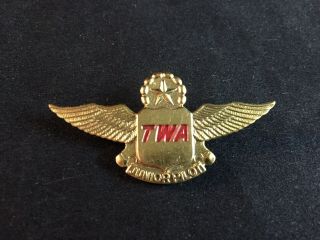 Vintage Twa Junior Pilot Flight Wings Lapel Hat Pinback Pin Brooch