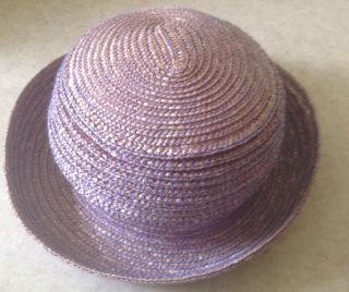 Vintage Ladies Lilac Straw Hat 21.  5 " Circumference Basic Simple Casual