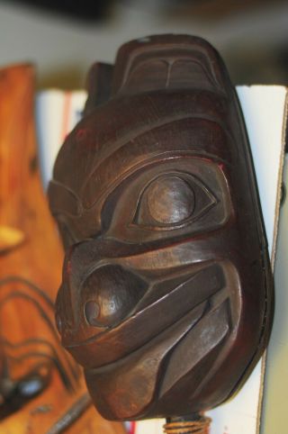 VINTAGE WEST CANADA HAIDA SHAMAN BEAR HEAD RATTLE WITH LABELS BY THORN ARTS 4